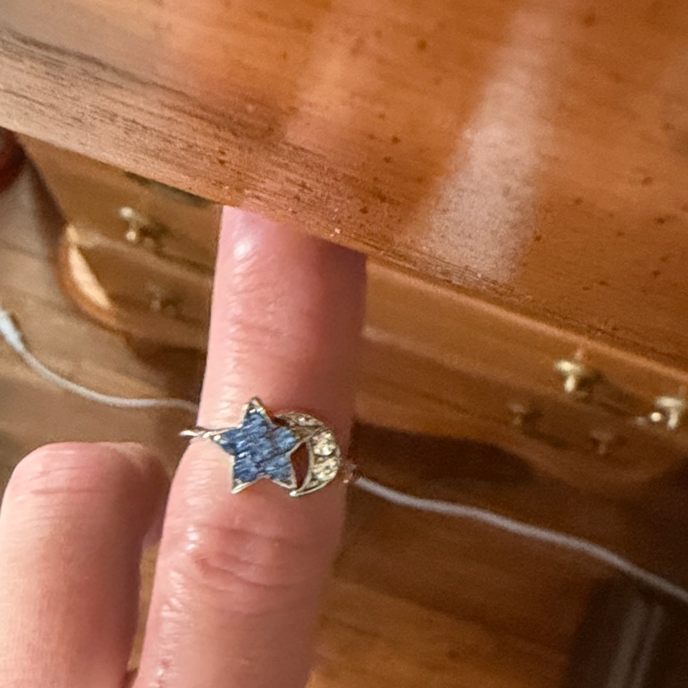 Blue and Silver Star and Moon Ring